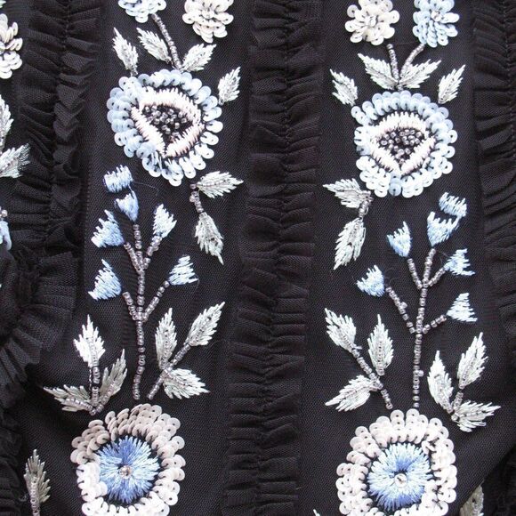 Mac Duggal 9135 Womens Black Sleeveless High Neck Embroidered Mini Dress - Picture 8 of 14